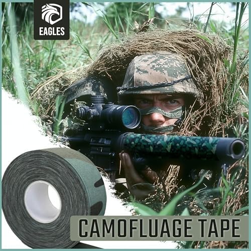 EAGLES Camo Tape Hockey Tape Multipurpose Cloth Tape Roll for Lacrosse Baseball & Softball Bats, Rackets, Pullup Bars, Handle Gardening Tools, Over Grip - Non-Reflective Camouflage Wrap - Image 2
