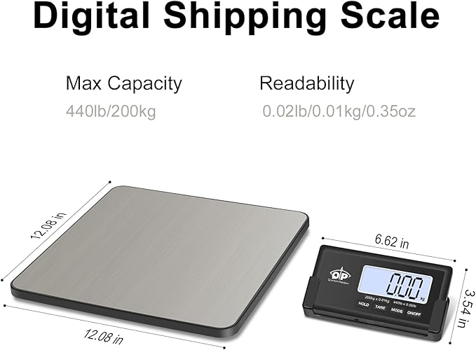 QP Shipping Scale, 440 lb/0.35 oz High Accuracy Digital Postal Scale, Postage - Image 2