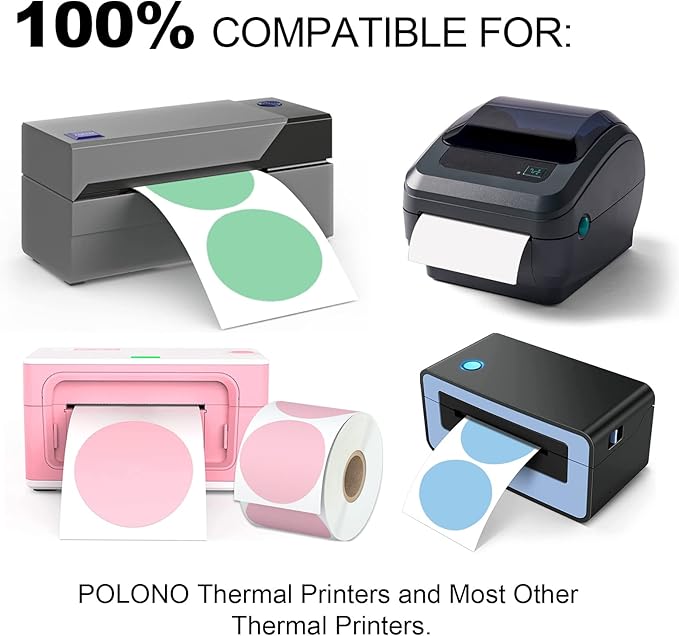 Misofuki 2" 750 Labels Pink Circle Direct Thermal Stickers Labels Roll - Image 3