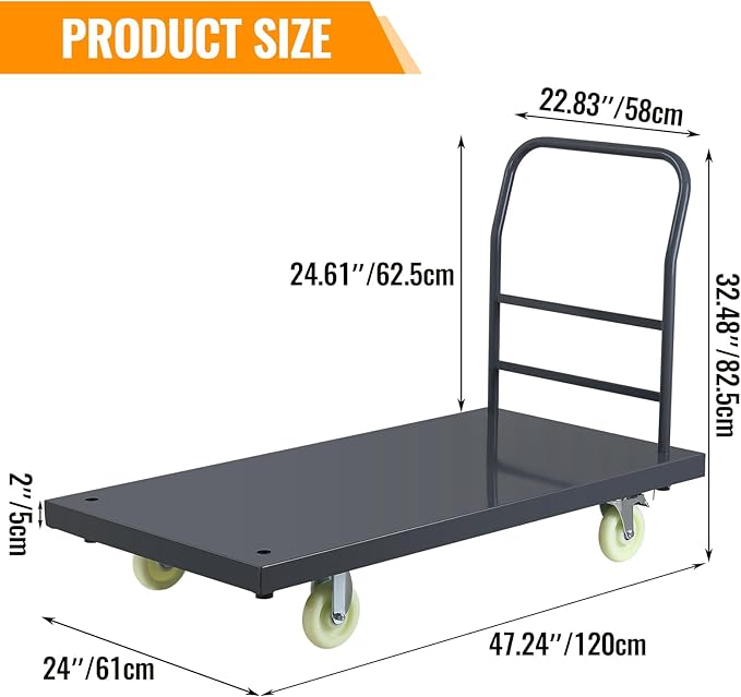 Heavy Duty Platform Truck, Industrial Panel Truck Cart 360 Degree Swivel Wheels - Image 2