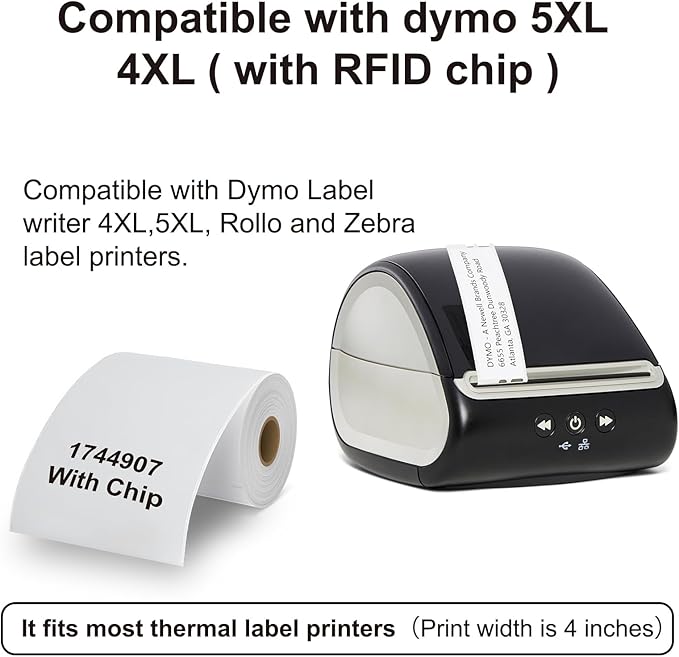 Hehua 10-Roll 1744907 with RFID Chip, 4 x 6 Direct Thermal Printer Shipping - Image 2