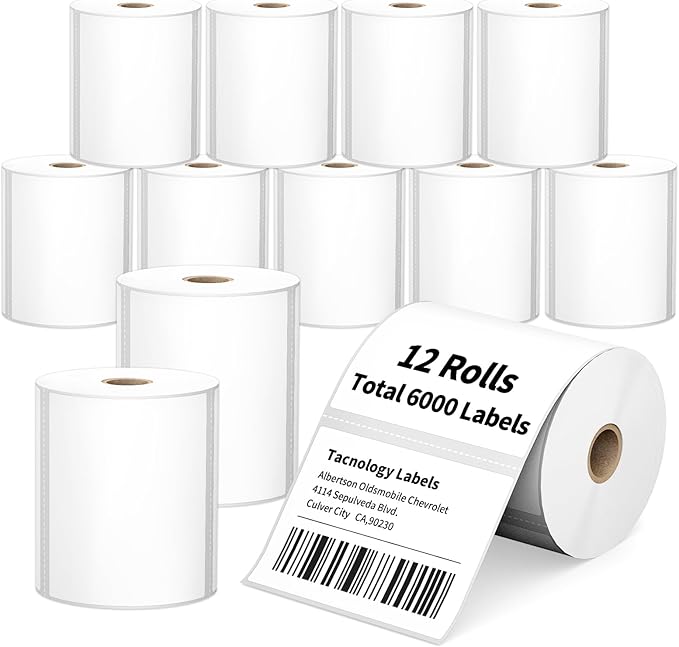 12 Rolls 4" x 3" Direct Thermal Labels by Tacnology