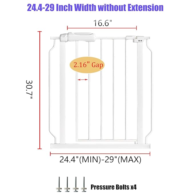 Narrow Baby Gate 24.02-29.13 Inch Wide Stairs Tension Pet Dog Gates Indoor - Image 2