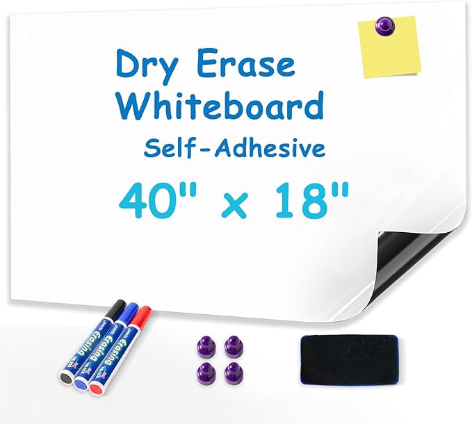 YOUNGJQ Whiteboard Sticker 40" x 18" Self Adhesive Magnetic Dry Erase Board by YOUNGJQ