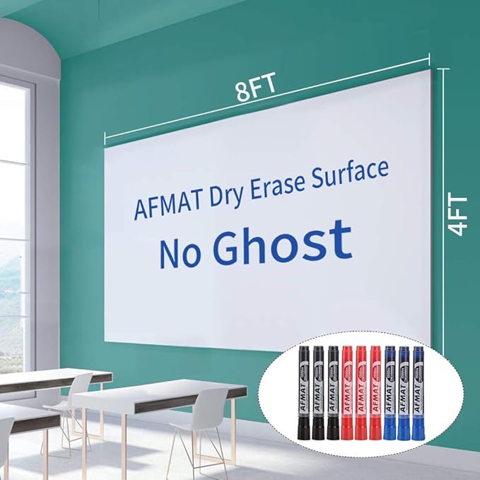 AFMAT Whiteboard for Wall, 8 x 4 ft White Board Sticker, 96 x 48 inches Dry by AFMAT