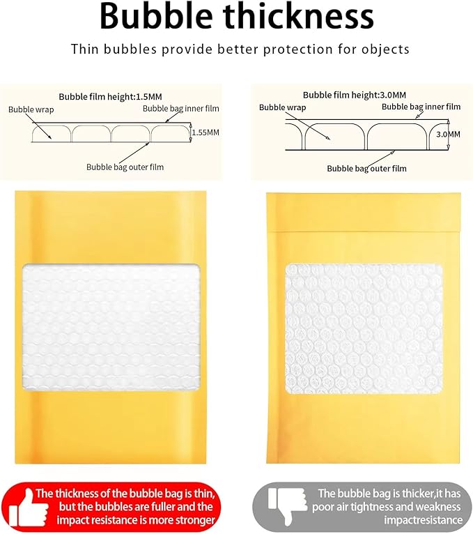 Kraft bubble mailers 6x9 Inch 200 Pack, Self-Sealing Paper Envelopes - Image 4