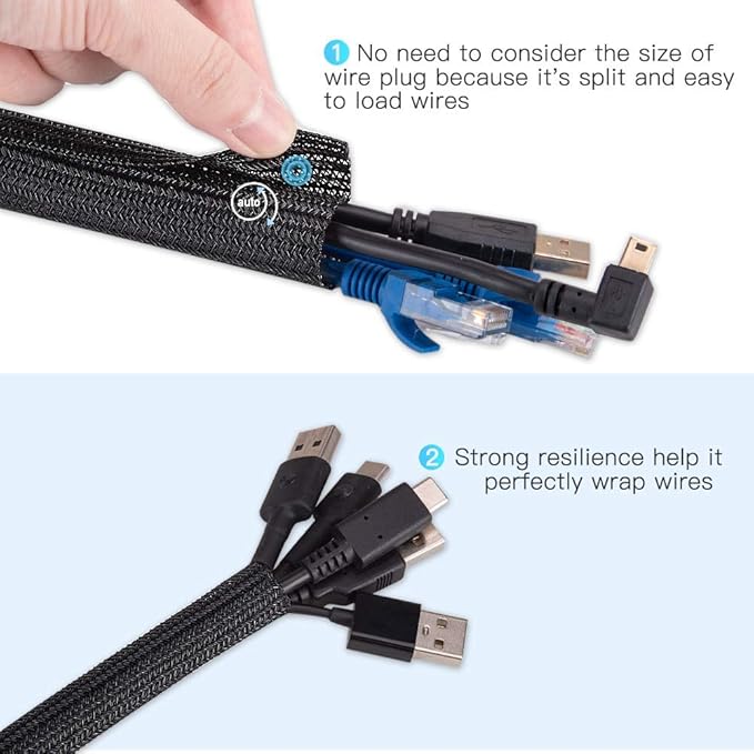 AGPTEK Cable Sleeve Cover, 10ft - Image 3