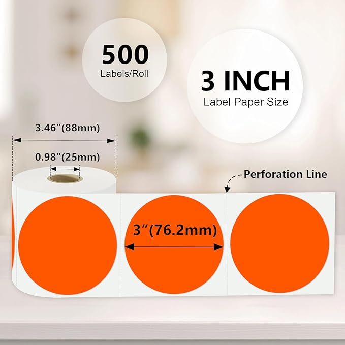 3 x 3Inch Round Color Coding Labels Circle Thermal Labels Printable Waterproof - Image 3