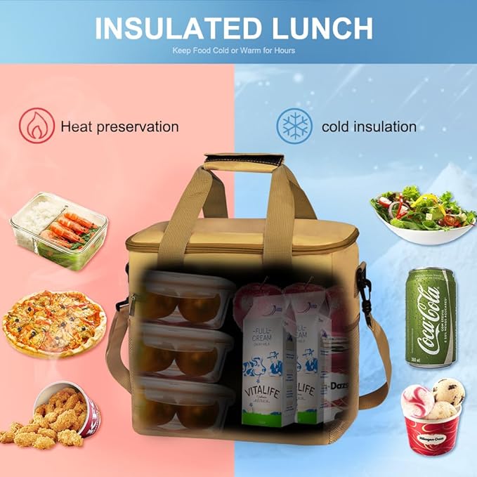 Iknoe Large Cooler Bag Collapsible 24 Can Insulated Bags Leakproof Lunch Cooler - Image 4