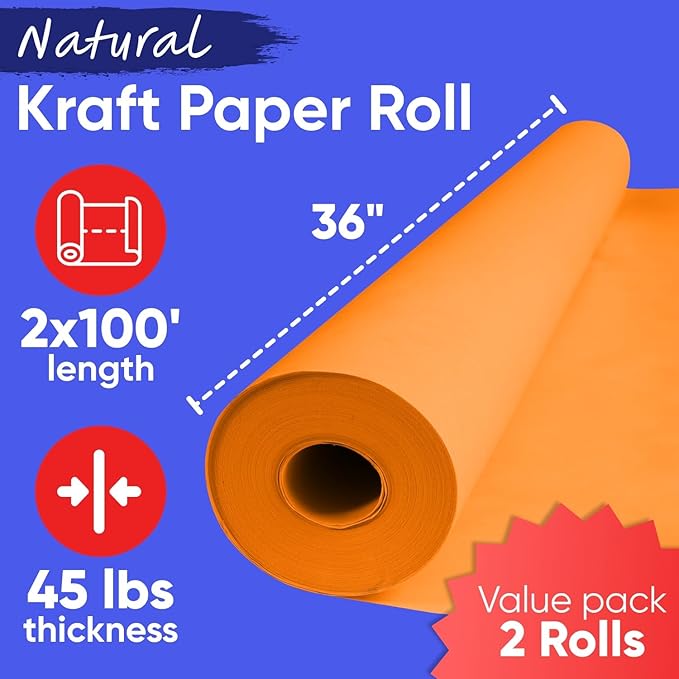 36" x 1200" Orange Kraft Paper Roll - Image 3