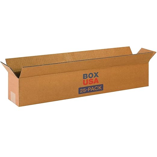 BOX USA Shipping Boxes 24"L x 4"W x 4"H 25-Pack Long Corrugated Boxes by BOXUSA
