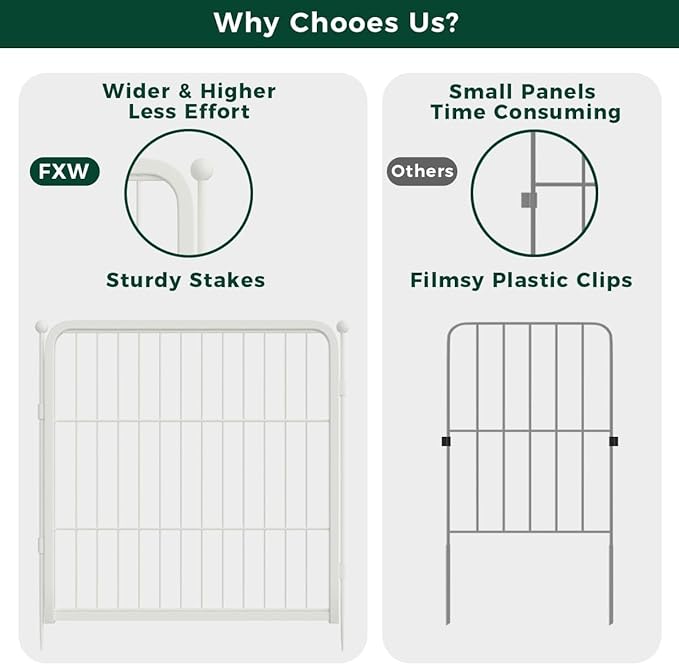 FXW Garden Fence Outdoor for The Yard – 40in x 109.4ft Heavy Duty Metal Animal - Image 5