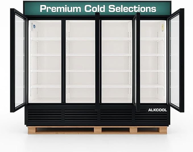 Commercial Beverage Refrigerator Display Fridge, 85 Cu Ft Four Glass Door by NAFCOOL