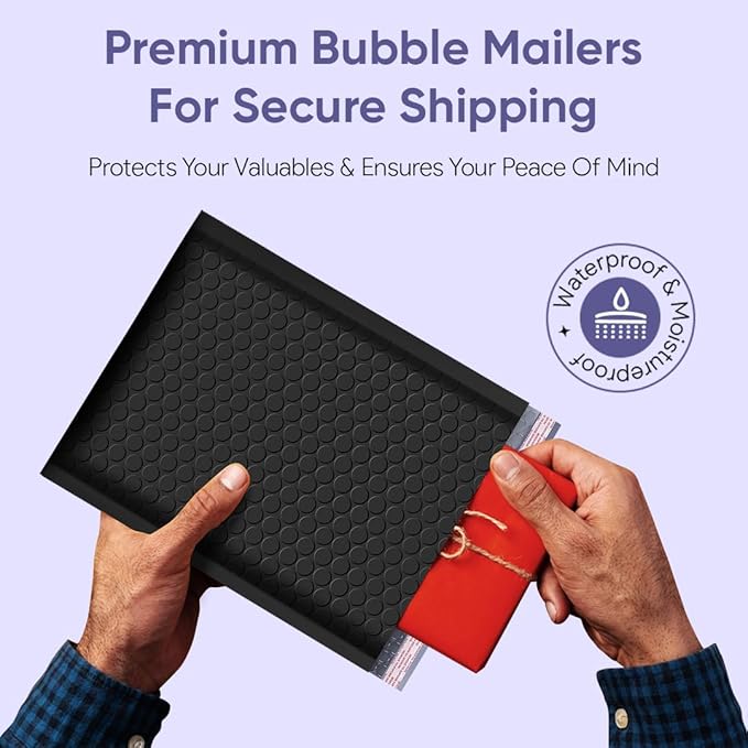 Black 8.5x12 Inch Poly Bubble Mailers #2 |Self Seal Padded Envelopes | Air - Image 3