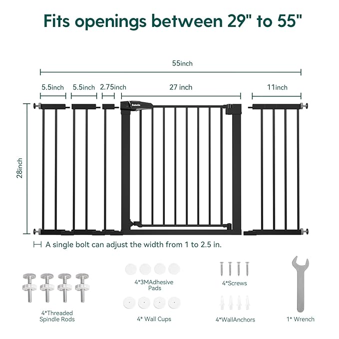 BABELIO Extra Wide Baby/Dog Gate PressGuard P7, 29-55" Auto Clos - Image 7