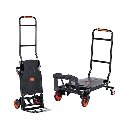 VEVOR Aluminum Folding Hand Truck, 2 in 1 Design 300 Lbs Capacity, Heavy Duty - Image 10