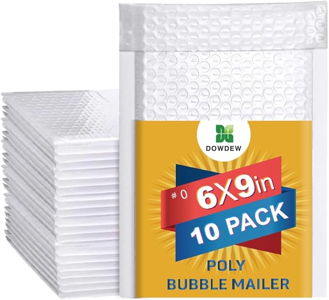 Water Resistant Bubble Envelope Mailers 6 inch x 9 inch #0 White Poly Padded by Unknown