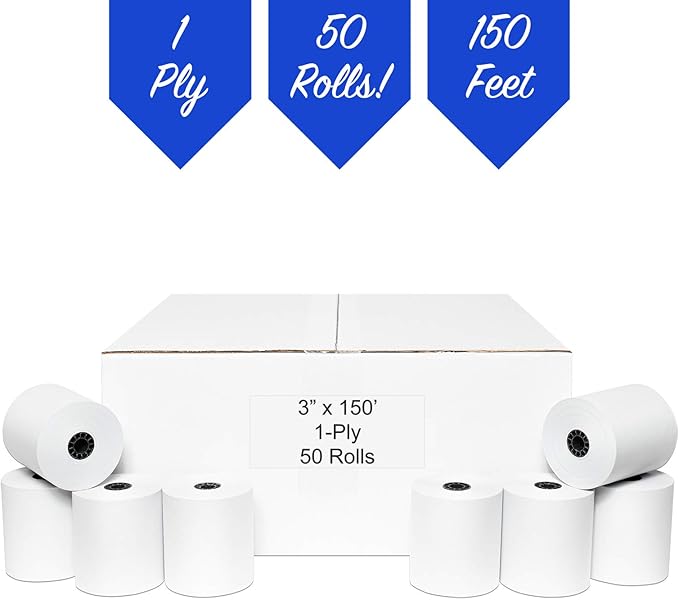 3" x 150' 1-Ply Bond Paper Kitchen Printer Receipt Paper - Image 5