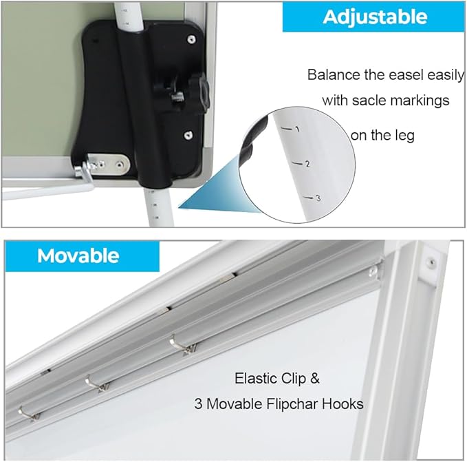 Whiteboard Easel 36" x 24" Height Adjustable, Magnetic Dry Erase Board - Image 4