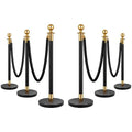 VIVOHOME Iron Stanchion Post Queue 6PCS Pole w/ 4 Red Velvet Ropes, Crowd by VIVOHOME