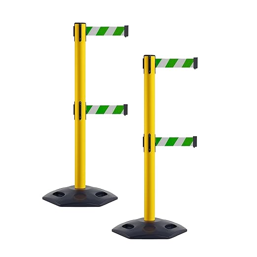 Crowd Control Warehouse CCW Set of 2 Retractable Dual Belt Stanchion Safety by Crowd+Control+Warehouse