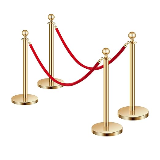 VEVOR Stanchions and Velvet Ropes 4Pcs, Hollow Base - Image 9