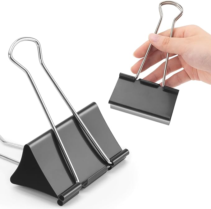 OWLKELA 3 Inch Jumbo Binder Clips, Extra Large Black Paper Clamps by OWLKELA