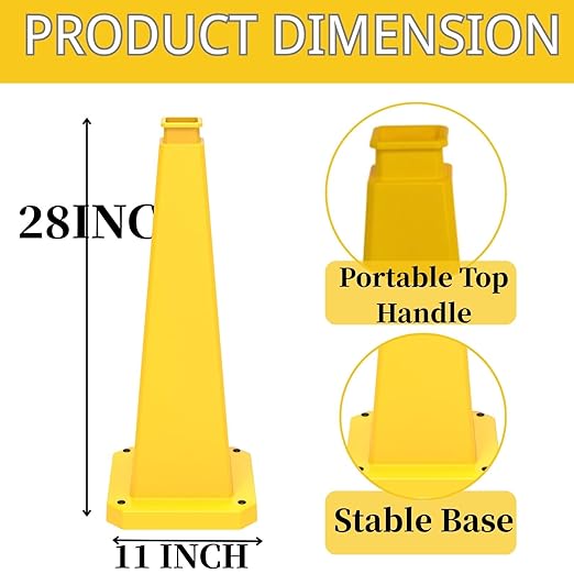 BESEA 3 Pack 28" Bright Yellow Traffic Safety Cones - Image 2