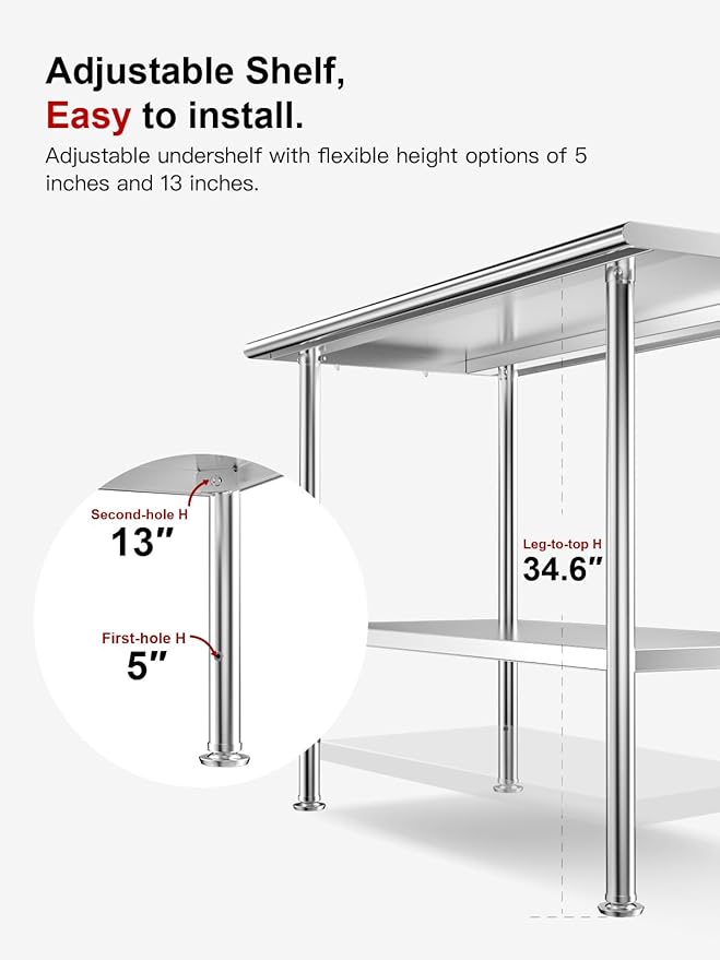 Stainless Steel Prep Table for Work, 24 * 36 Inch, High Load Bearing - Image 3
