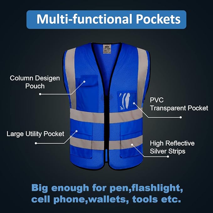 BeautyWill Custom Logo Safety Vest Class2 High Visibility Reflective Vest - Image 5