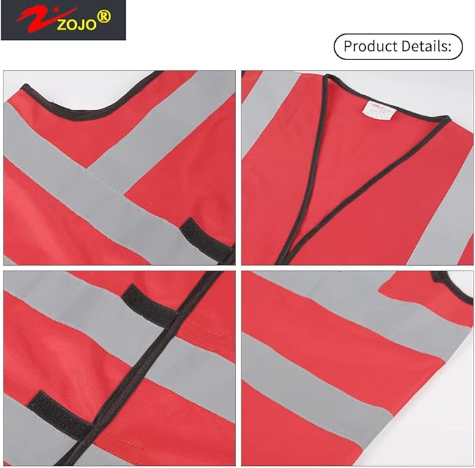 zojo High Visibility Reflective Vests, Adjustable Size, Lightweight Mesh Fabric - Image 3