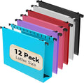 Extra Capacity Plastic Hanging File Folder Letter Size, 12 Pack Reinforced Hang by NORDUN