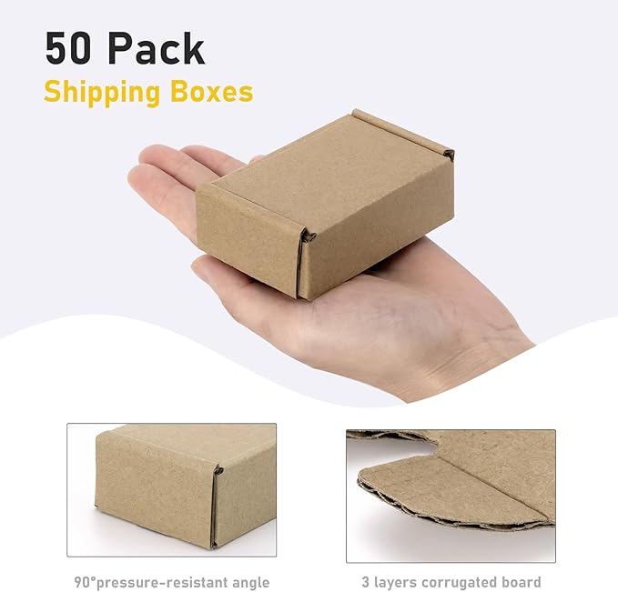 Ellbest 50 Pack Kraft Paper Boxes, Foldable Rectangular Paper Box Packing Box - Image 4