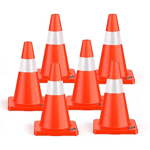 BATTIFE 6 Pack 18 Inch Traffic Safety Cones by BATTIFE