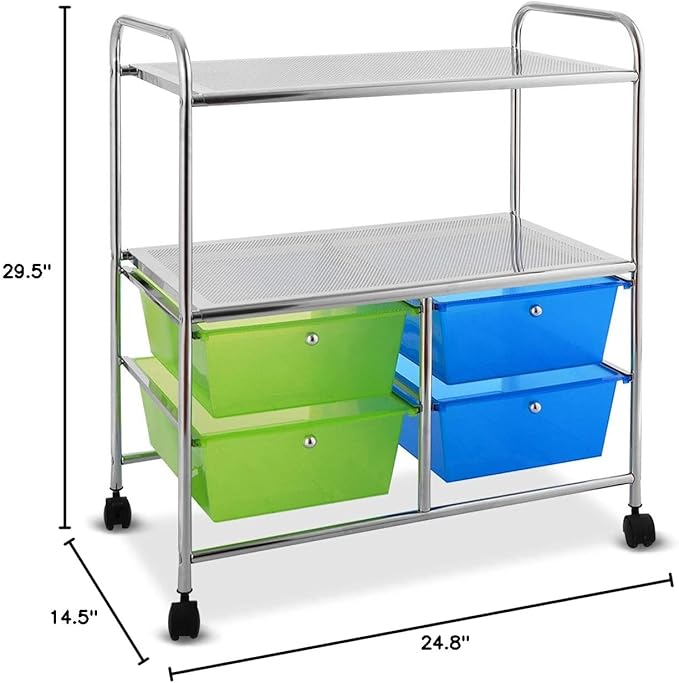 Giantex Rolling Storage Cart w/ 4 Drawers 2 Shelves Metal Rack Shelf Home - Image 10