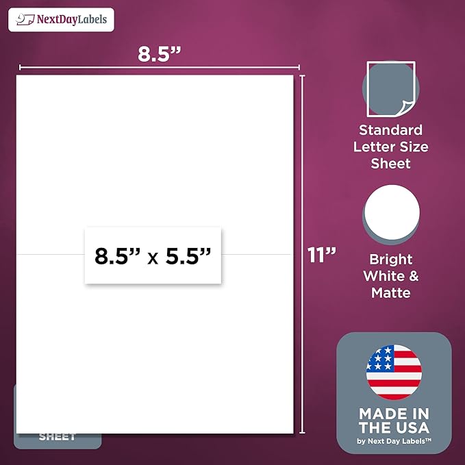 NextDayLabels – 8-1/2" x 5-1/2" Rectangular Sticker Labels - Image 2