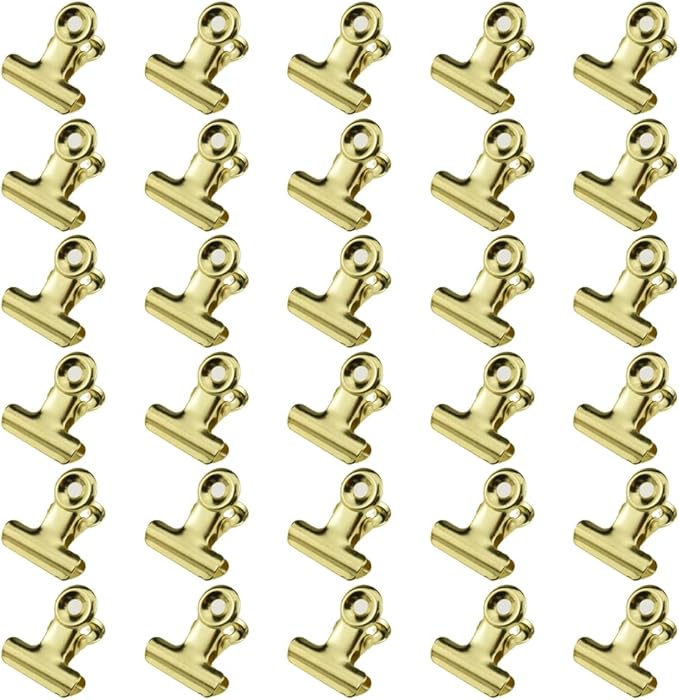 HAHIYO 0.87inch Light Gold Bulldog Clips Metal File Hinge Binder Clips Clamps by HAHIYO