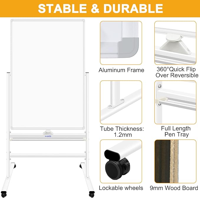 H-Qprobd Magnetic Whiteboard Mobile Dry Erase Board - Image 2