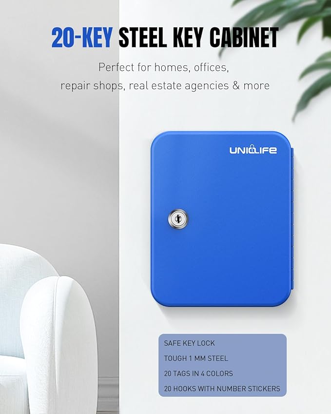 Uniclife 20 Keys Key Lock Box, Wall Mount Key Box, Lock Box - Image 7