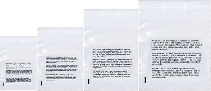 Poly Bags with Suffocation Warning 4x6", 8x10" by RetailSupplyCo