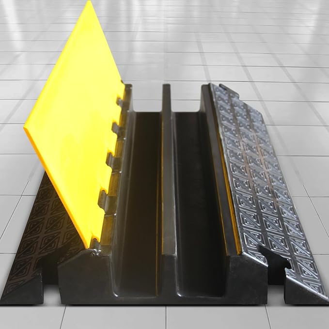 Large 2-Channel Rubber Floor Cable Protector Ramp, Heavy-Duty Floor Cable Wire - Image 8