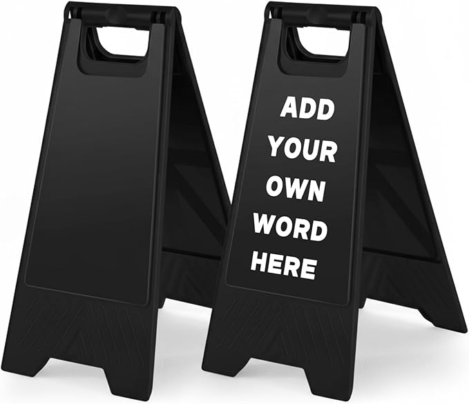 2 Pack 24 Inch Blank Floor Sign Black A-frame Foldable Caution Sign by Seeshack