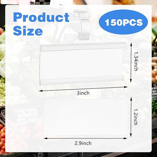 150 Pcs Clear Plastic Wire Shelf Label Holders, Reusable Price Tag Display - Image 2