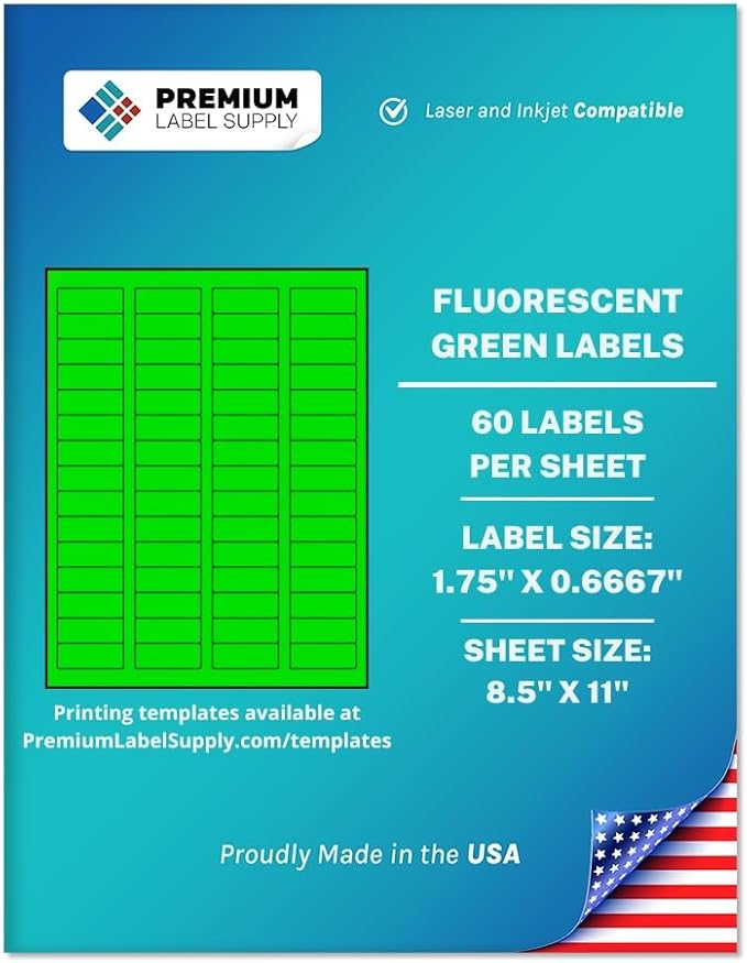 Premium Label Supply Bright Neon Color Fluorescent Sticker Labels by PremiumLabelSupply