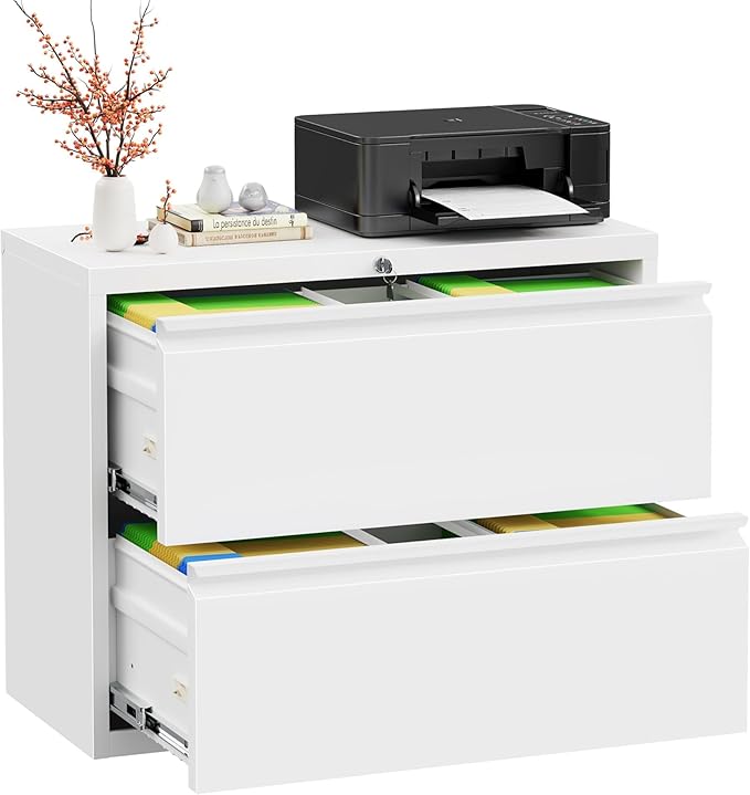 INTERGREAT Lateral File Cabinet 2 Drawer, Metal 2 Drawer White Filing Cabinet by INTERGREAT