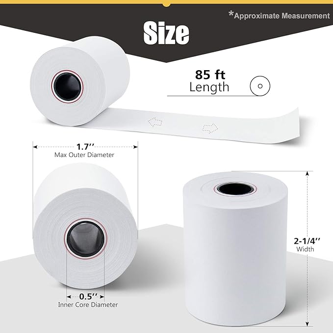 Azure Zone, Thermal Paper 2-1/4 X 85ft 200 Rolls, Fits Most POS Machines and - Image 2