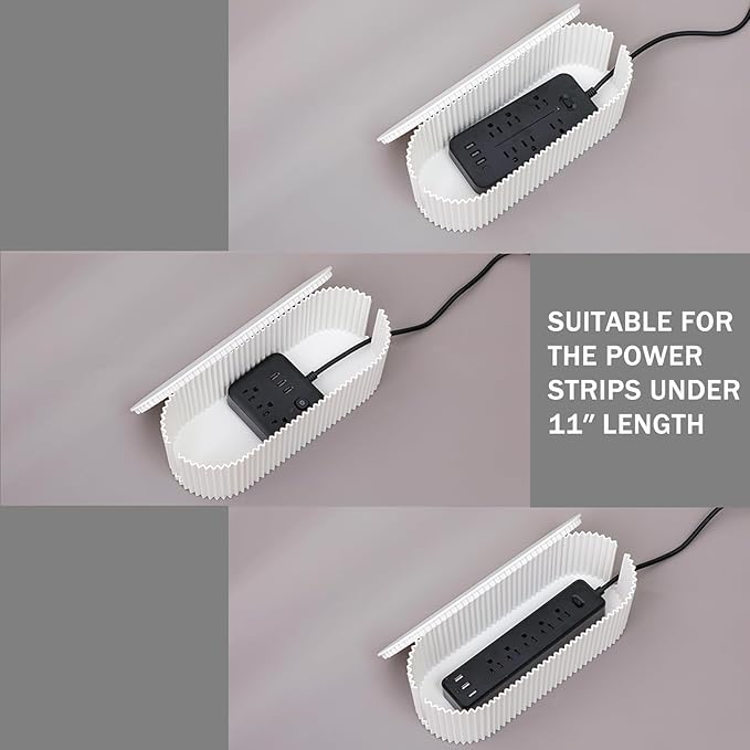 White Cable Box Organizer, Plastic Cord Hider Box - Image 5