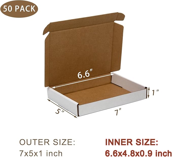 50 Pack 7x5x1 Inches Small Shipping Boxes, Moving Mailing Packing Box - Image 2