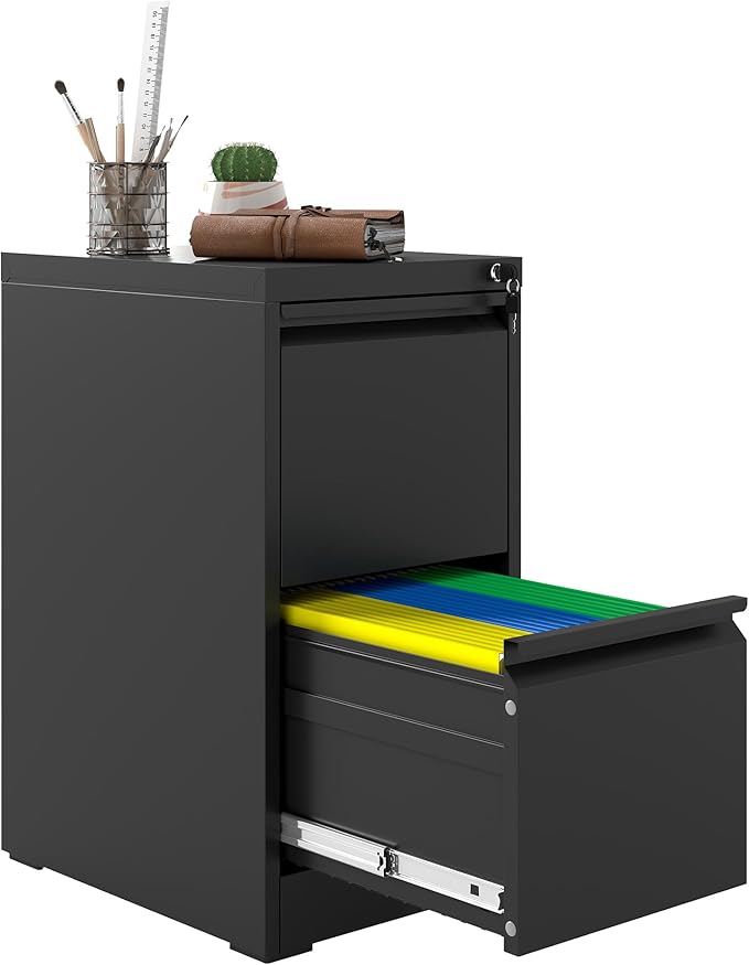 2 Drawer File Cabinet with Lock, Vertical Filing Cabinets by Unknown