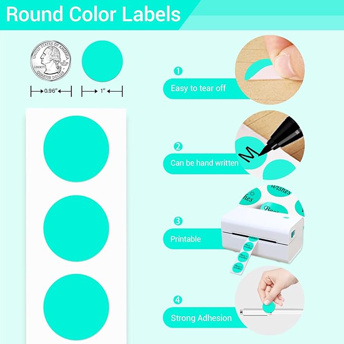 1 Inch Circle Dot Stickers 1000 PCS Color Coding Thermal Labels Dots Writable - Image 3